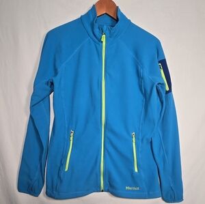 Blue Marmot Jacket with Yellow Accents